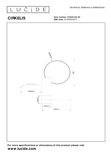 Lucide CIRKELIS - Tischlampe - Ø 32 cm - LED Dim. - 1x6W 3000K - Schwarz - technisch